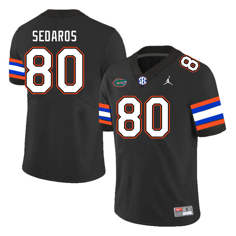 Men #80 Zak Sedaros Florida Gators College Football Jerseys Stitched-Black - Click Image to Close